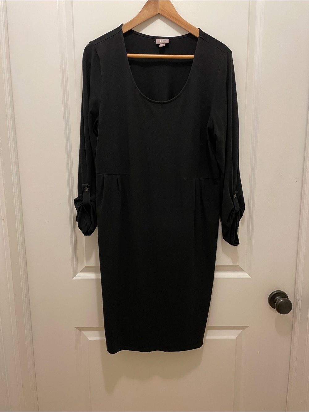 J. Jill Black Long-Sleeve Scoop Neck Sheath Dress
